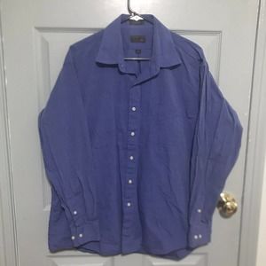 Tailors Row Finery Long Sleeve Button Shirt Mens Size 17 34/35 Blue 100% Cotton